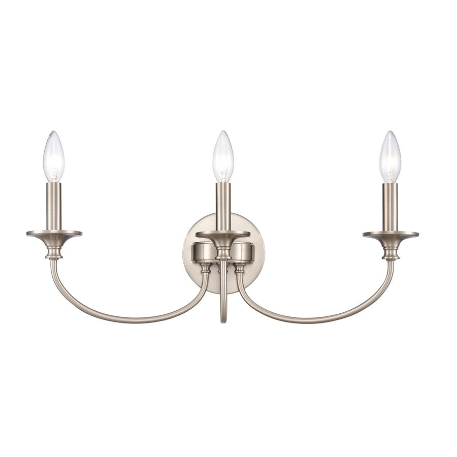 Atlas Lighting Cecil 22in 3-Light Vanity Light | Traditional Brushed Nickel Metal | Bathroom & Powder Room | 22 x 6.5 x 7.75 in | Model WL11250-NK