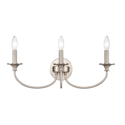 Atlas Lighting Cecil 22in 3-Light Vanity Light | Traditional Brushed Nickel Metal | Bathroom & Powder Room | 22 x 6.5 x 7.75 in | Model WL11250-NK
