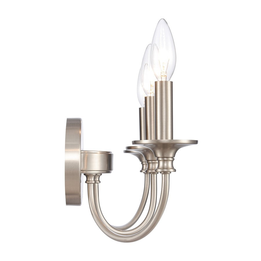 Atlas Lighting Cecil 22in 3-Light Vanity Light | Traditional Brushed Nickel Metal | Bathroom & Powder Room | 22 x 6.5 x 7.75 in | Model WL11250-NK