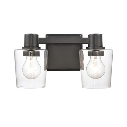 Atlas Lighting Celia 12in 2-Light Vanity Light | Transitional Matte Black and Clear Glass | Bathroom Vanity | 12 x 6 x 7 in | Model WL11251-BK