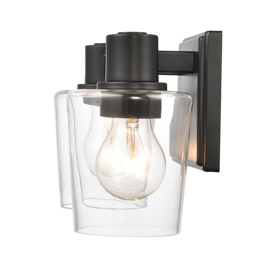 Atlas Lighting Celia 12in 2-Light Vanity Light | Transitional Matte Black and Clear Glass | Bathroom Vanity | 12 x 6 x 7 in | Model WL11251-BK
