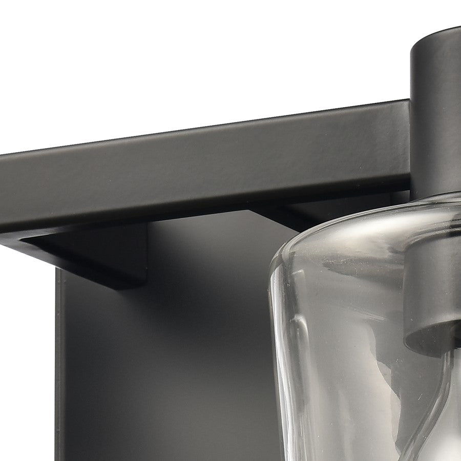 Atlas Lighting Celia 12in 2-Light Vanity Light | Transitional Matte Black and Clear Glass | Bathroom Vanity | 12 x 6 x 7 in | Model WL11251-BK