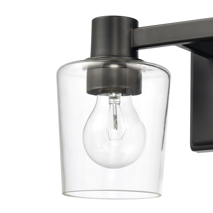 Atlas Lighting Celia 12in 2-Light Vanity Light | Transitional Matte Black and Clear Glass | Bathroom Vanity | 12 x 6 x 7 in | Model WL11251-BK