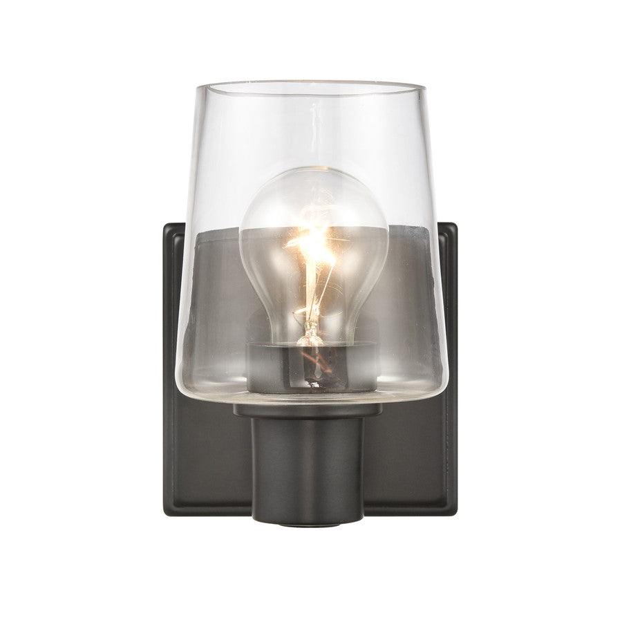 Atlas Lighting Celia 5in 1-Light Vanity Light | Transitional Matte Black and Clear Glass | Bathroom Vanity | 5 x 6 x 7 in | Model WL11252-BK