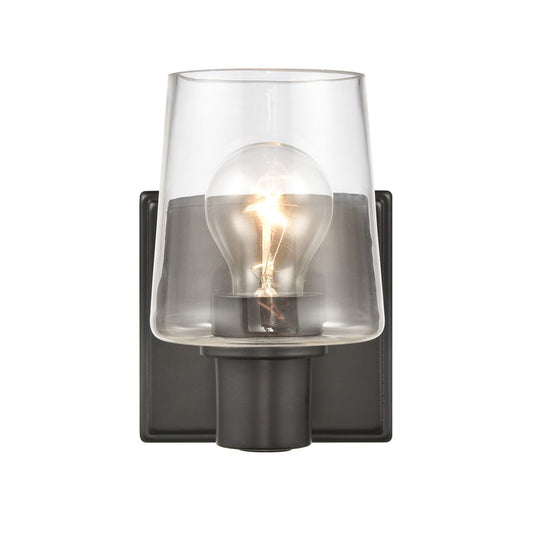 Atlas Lighting Celia 5in 1-Light Vanity Light | Transitional Matte Black and Clear Glass | Bathroom Vanity | 5 x 6 x 7 in | Model WL11252-BK