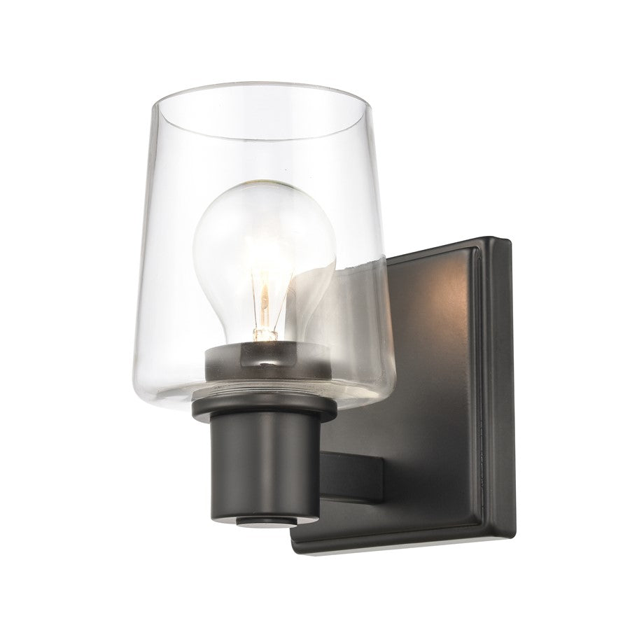 Atlas Lighting Celia 5in 1-Light Vanity Light | Transitional Matte Black and Clear Glass | Bathroom Vanity | 5 x 6 x 7 in | Model WL11252-BK