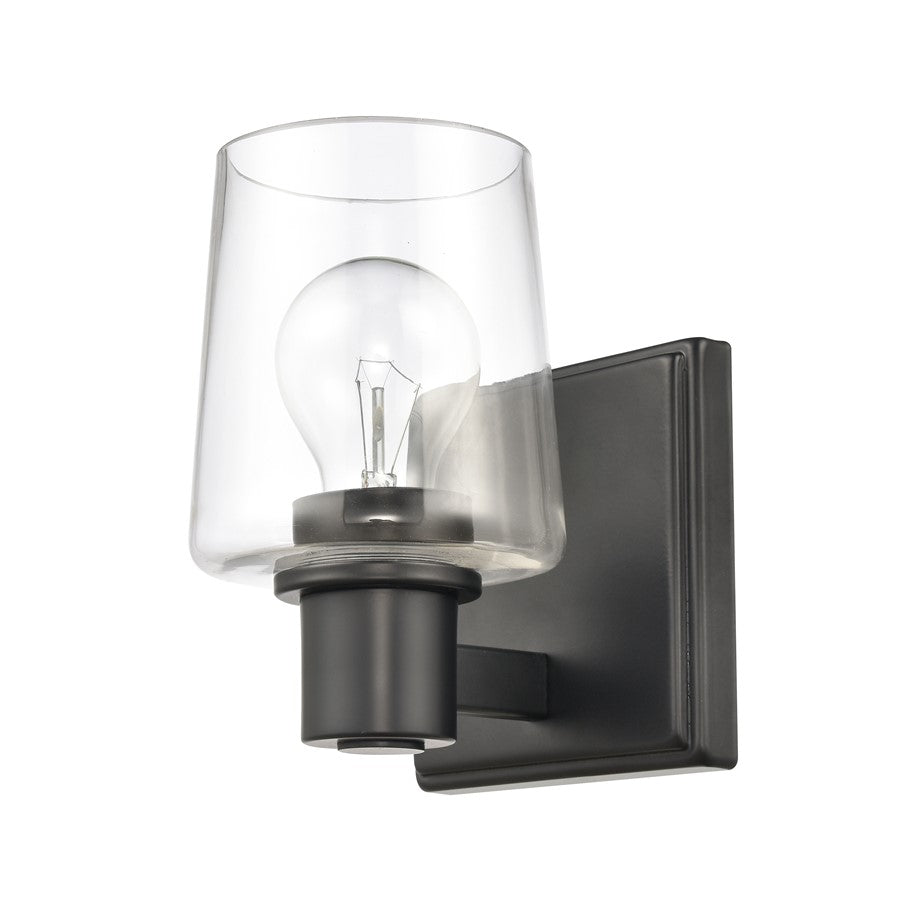 Atlas Lighting Celia 5in 1-Light Vanity Light | Transitional Matte Black and Clear Glass | Bathroom Vanity | 5 x 6 x 7 in | Model WL11252-BK