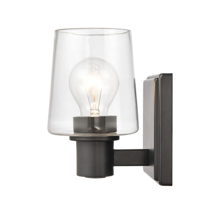 Atlas Lighting Celia 5in 1-Light Vanity Light | Transitional Matte Black and Clear Glass | Bathroom Vanity | 5 x 6 x 7 in | Model WL11252-BK