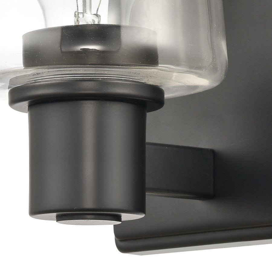 Atlas Lighting Celia 5in 1-Light Vanity Light | Transitional Matte Black and Clear Glass | Bathroom Vanity | 5 x 6 x 7 in | Model WL11252-BK