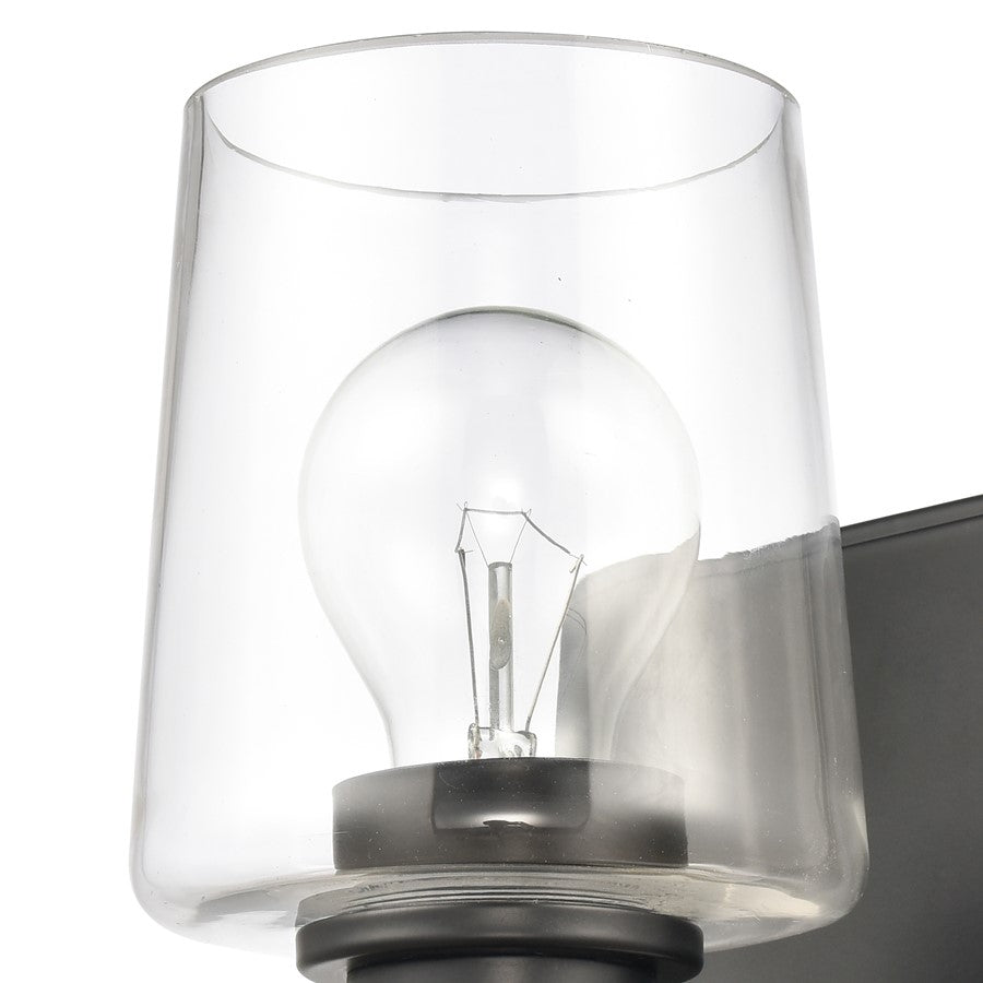Atlas Lighting Celia 5in 1-Light Vanity Light | Transitional Matte Black and Clear Glass | Bathroom Vanity | 5 x 6 x 7 in | Model WL11252-BK