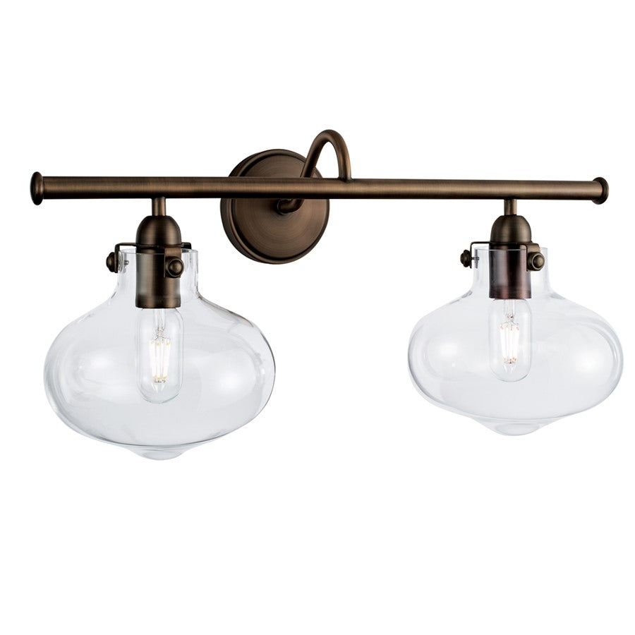 Atlas Lighting Clara 22in 2-Light Vanity Light | Traditional Architectural Bronze and Clear Glass | Bathroom & Powder Room | Model WL11257-BZ