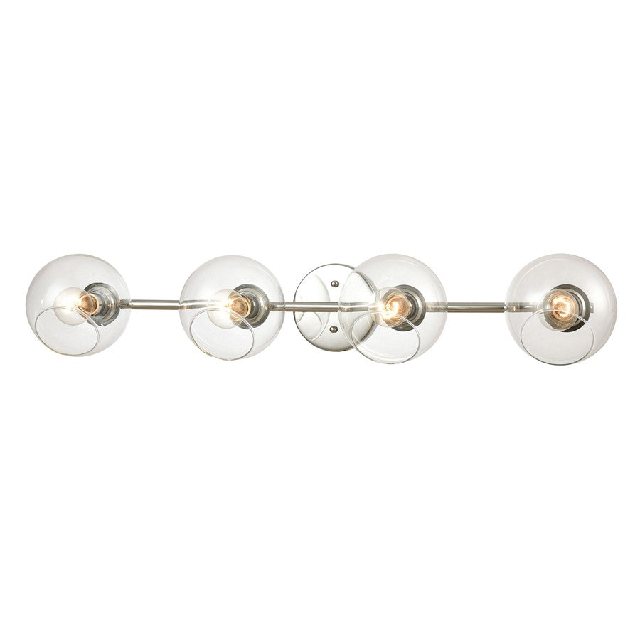 Atlas Lighting Claro 36in 4-Light Vanity Light | Modern Polished Chrome and Clear Glass | Bathroom & Powder Room | 36 x 9 x 7 in | Model WL11259-CH