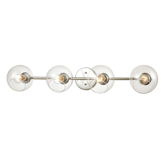 Atlas Lighting Claro 36in 4-Light Vanity Light | Modern Polished Chrome and Clear Glass | Bathroom & Powder Room | 36 x 9 x 7 in | Model WL11259-CH