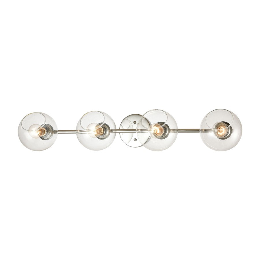 Atlas Lighting Claro 36in 4-Light Vanity Light | Modern Polished Chrome and Clear Glass | Bathroom & Powder Room | 36 x 9 x 7 in | Model WL11259-CH