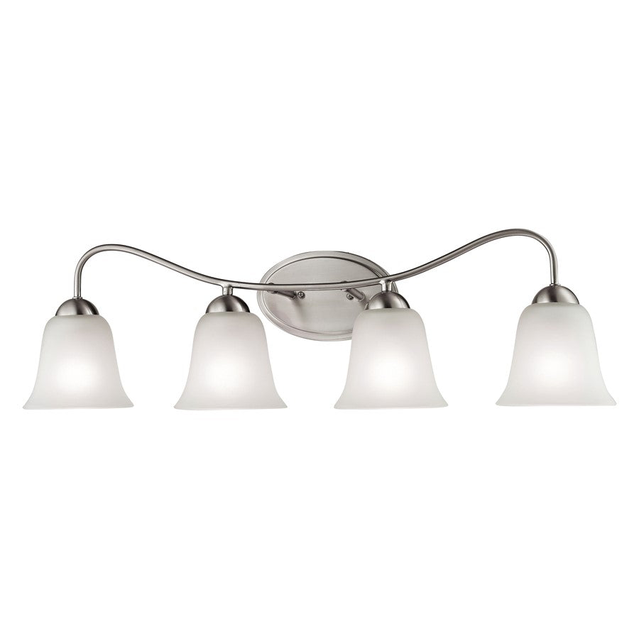 Atlas Lighting Conway 32in 4-Light Vanity Light | Traditional Brushed Nickel and White Frosted Glass | Bathroom Vanity | Model WL11262-NK