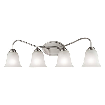 Atlas Lighting Conway 32in 4-Light Vanity Light | Traditional Brushed Nickel and White Frosted Glass | Bathroom Vanity | Model WL11262-NK