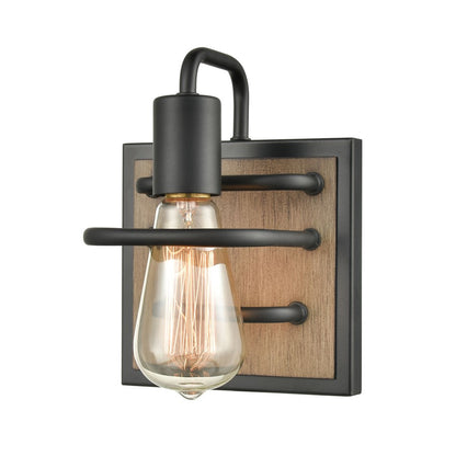 Atlas Lighting Copley 6in 1-Light Wall Sconce | Transitional Matte Black and Aspen Metal | Bathroom & Hallway | 6 x 6 x 8 in | Model WL11266-BK