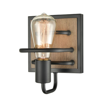 Atlas Lighting Copley 6in 1-Light Wall Sconce | Transitional Matte Black and Aspen Metal | Bathroom & Hallway | 6 x 6 x 8 in | Model WL11266-BK