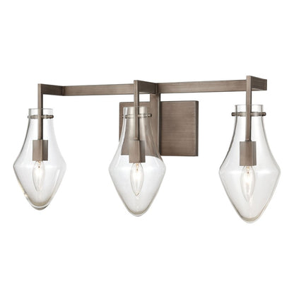 Atlas Lighting Culmination 26in 3-Light Vanity Light | Transitional Weathered Zinc and Clear Glass | Bathroom Vanity | Model WL11269-GY