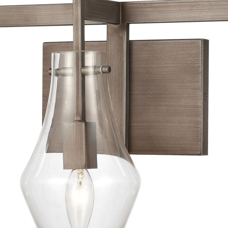 Atlas Lighting Culmination 26in 3-Light Vanity Light | Transitional Weathered Zinc and Clear Glass | Bathroom Vanity | Model WL11269-GY