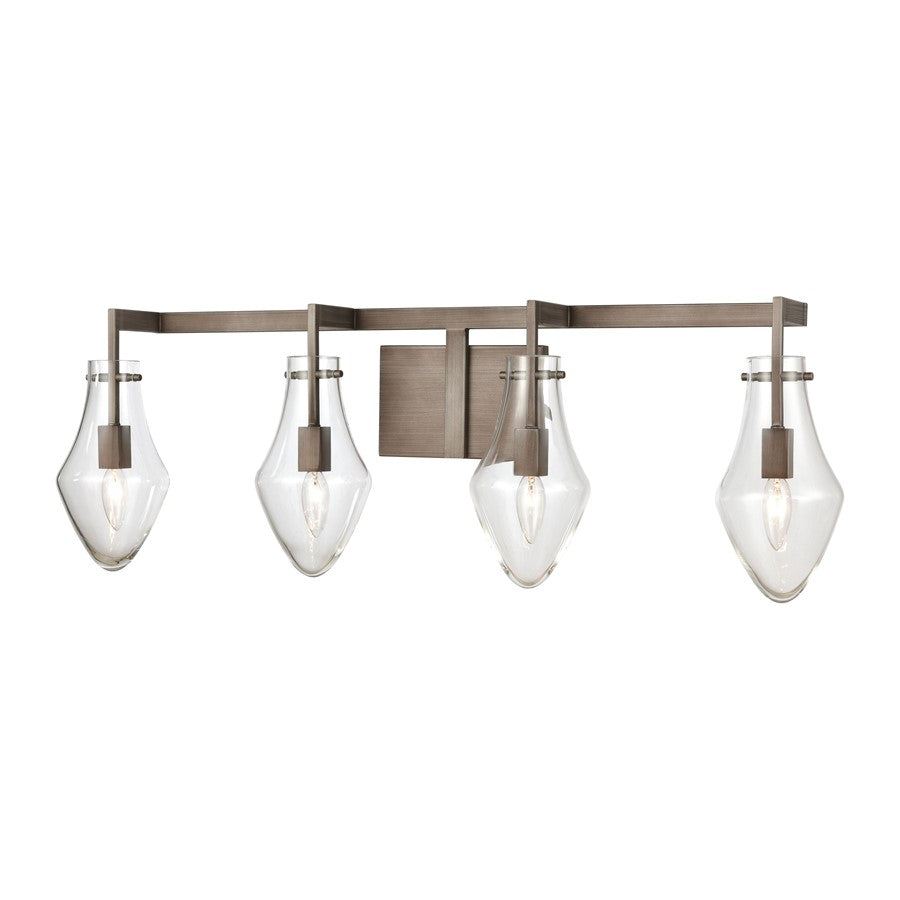 Atlas Lighting Culmination 36in 4-Light Vanity Light | Transitional Weathered Zinc and Clear Glass | Bathroom Vanity | Model WL11270-GY