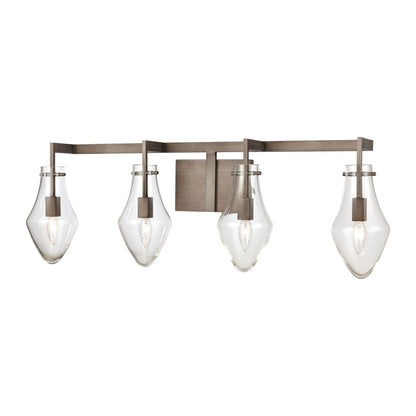 Atlas Lighting Culmination 36in 4-Light Vanity Light | Transitional Weathered Zinc and Clear Glass | Bathroom Vanity | Model WL11270-GY