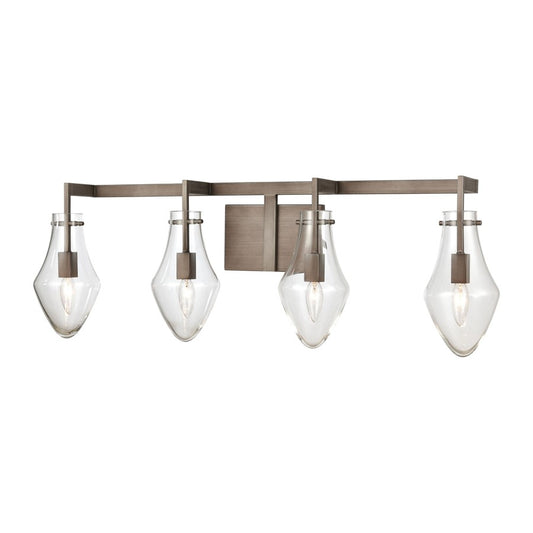 Atlas Lighting Culmination 36in 4-Light Vanity Light | Transitional Weathered Zinc and Clear Glass | Bathroom Vanity | Model WL11270-GY