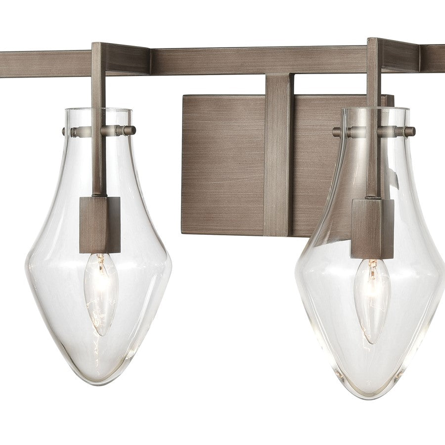 Atlas Lighting Culmination 36in 4-Light Vanity Light | Transitional Weathered Zinc and Clear Glass | Bathroom Vanity | Model WL11270-GY