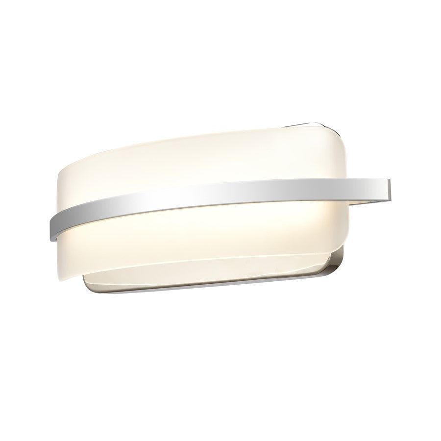 Atlas Lighting Curvato 16in LED Vanity Light | Modern Polished Chrome and White Glass | Bathroom Vanity | 16 x 4.5 x 5.5 in | Model WL11271-CH