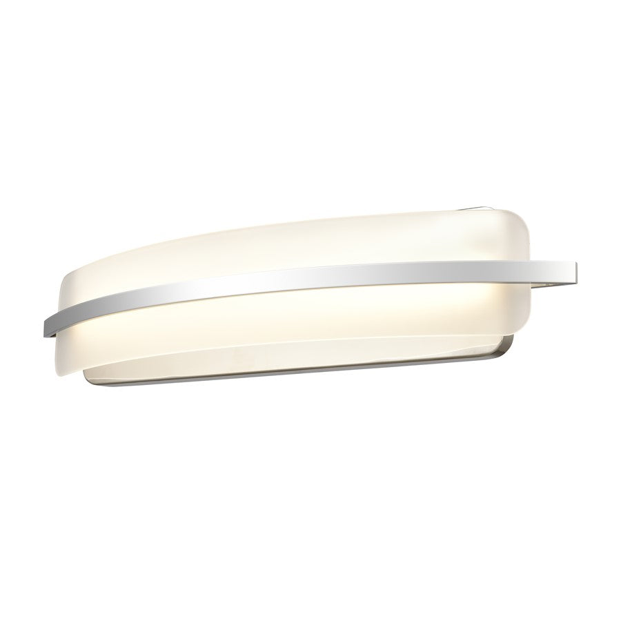 Atlas Lighting Curvato 25in LED Vanity Light | Modern Polished Chrome and White Glass | Bathroom Vanity | 25.5 x 4.5 x 5.5 in | Model WL11272-CH