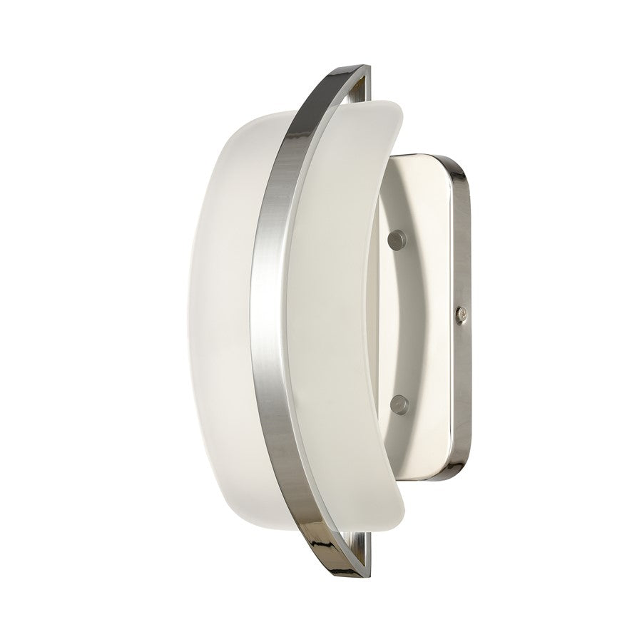 Atlas Lighting Curvato 5.5in 1-Light LED Vanity Light | Modern Polished Chrome and White Glass | Bathroom Vanity | 5.5 x 4 x 11 in | Model WL11273-CH