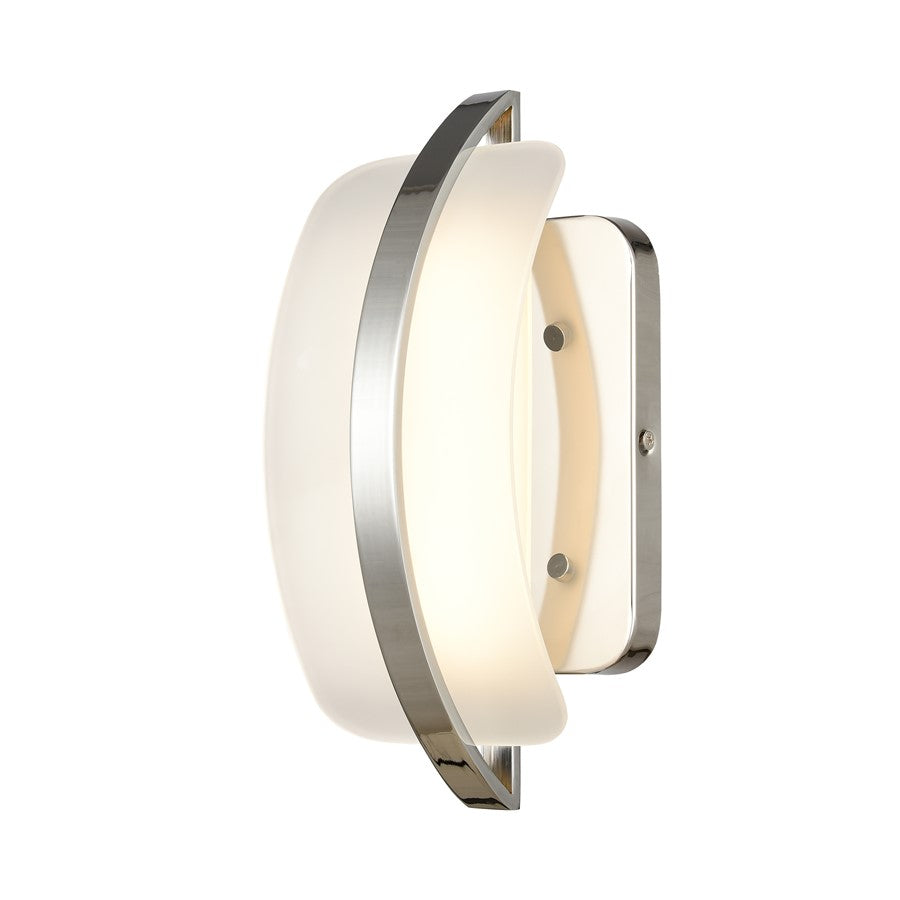 Atlas Lighting Curvato 5.5in 1-Light LED Vanity Light | Modern Polished Chrome and White Glass | Bathroom Vanity | 5.5 x 4 x 11 in | Model WL11273-CH