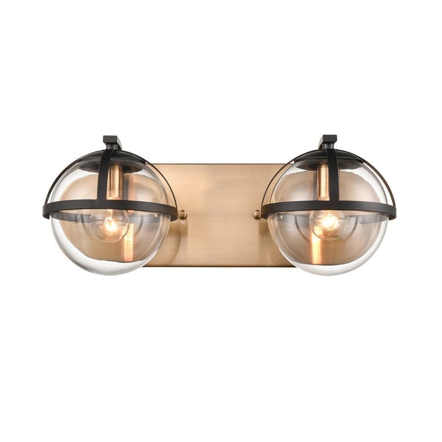 Atlas Lighting Davenay 16in 2-Light Vanity Light | Transitional Satin Brass and Clear Glass | Bathroom Vanity | 16 x 7.5 x 6 in | Model WL11274-BS