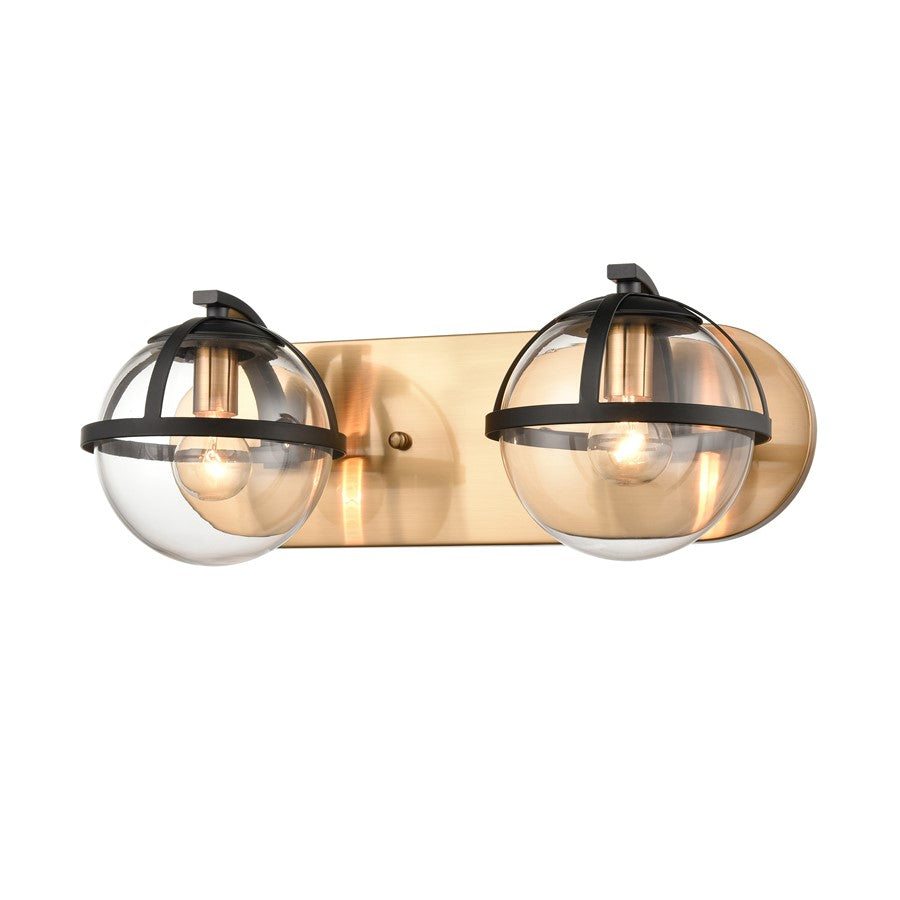 Atlas Lighting Davenay 16in 2-Light Vanity Light | Transitional Satin Brass and Clear Glass | Bathroom Vanity | 16 x 7.5 x 6 in | Model WL11274-BS