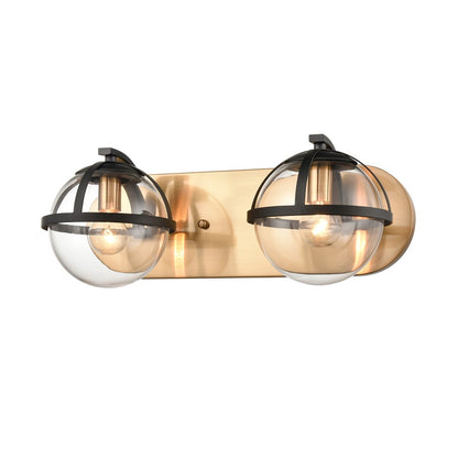 Atlas Lighting Davenay 16in 2-Light Vanity Light | Transitional Satin Brass and Clear Glass | Bathroom Vanity | 16 x 7.5 x 6 in | Model WL11274-BS