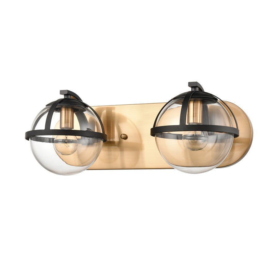 Atlas Lighting Davenay 16in 2-Light Vanity Light | Transitional Satin Brass and Clear Glass | Bathroom Vanity | 16 x 7.5 x 6 in | Model WL11274-BS