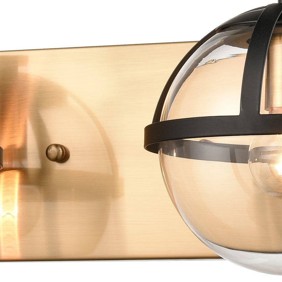 Atlas Lighting Davenay 16in 2-Light Vanity Light | Transitional Satin Brass and Clear Glass | Bathroom Vanity | 16 x 7.5 x 6 in | Model WL11274-BS