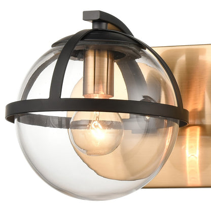 Atlas Lighting Davenay 16in 2-Light Vanity Light | Transitional Satin Brass and Clear Glass | Bathroom Vanity | 16 x 7.5 x 6 in | Model WL11274-BS
