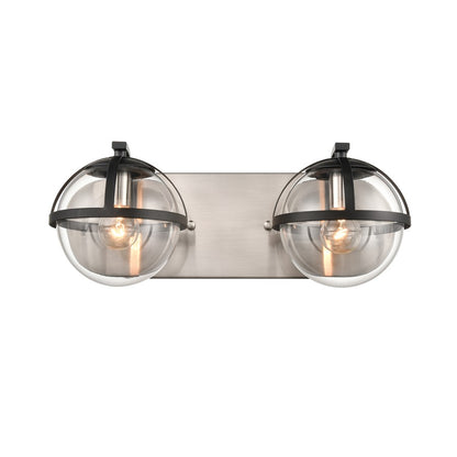 Atlas Lighting Davenay 16in 2-Light Vanity Light | Transitional Satin Nickel and Clear Glass | Bathroom Vanity | 16 x 7.5 x 6 in | Model WL11274-NK