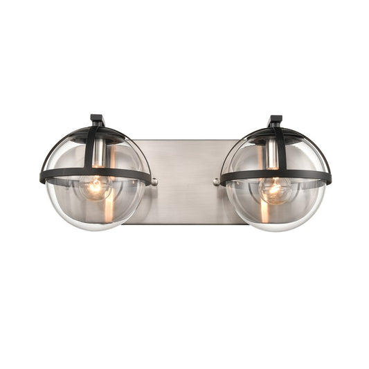 Atlas Lighting Davenay 16in 2-Light Vanity Light | Transitional Satin Nickel and Clear Glass | Bathroom Vanity | 16 x 7.5 x 6 in | Model WL11274-NK