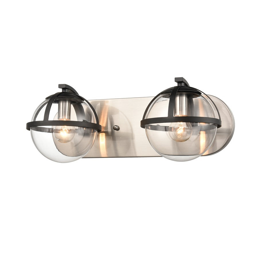 Atlas Lighting Davenay 16in 2-Light Vanity Light | Transitional Satin Nickel and Clear Glass | Bathroom Vanity | 16 x 7.5 x 6 in | Model WL11274-NK