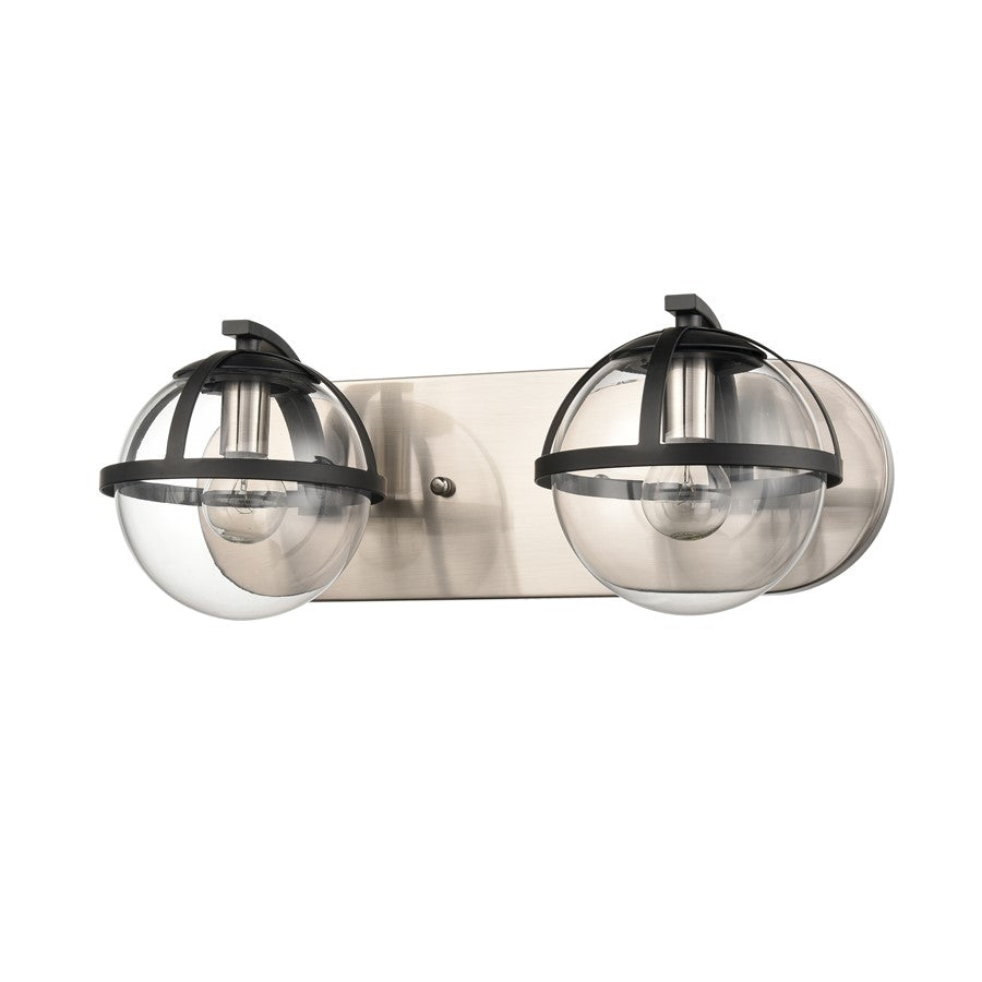 Atlas Lighting Davenay 16in 2-Light Vanity Light | Transitional Satin Nickel and Clear Glass | Bathroom Vanity | 16 x 7.5 x 6 in | Model WL11274-NK
