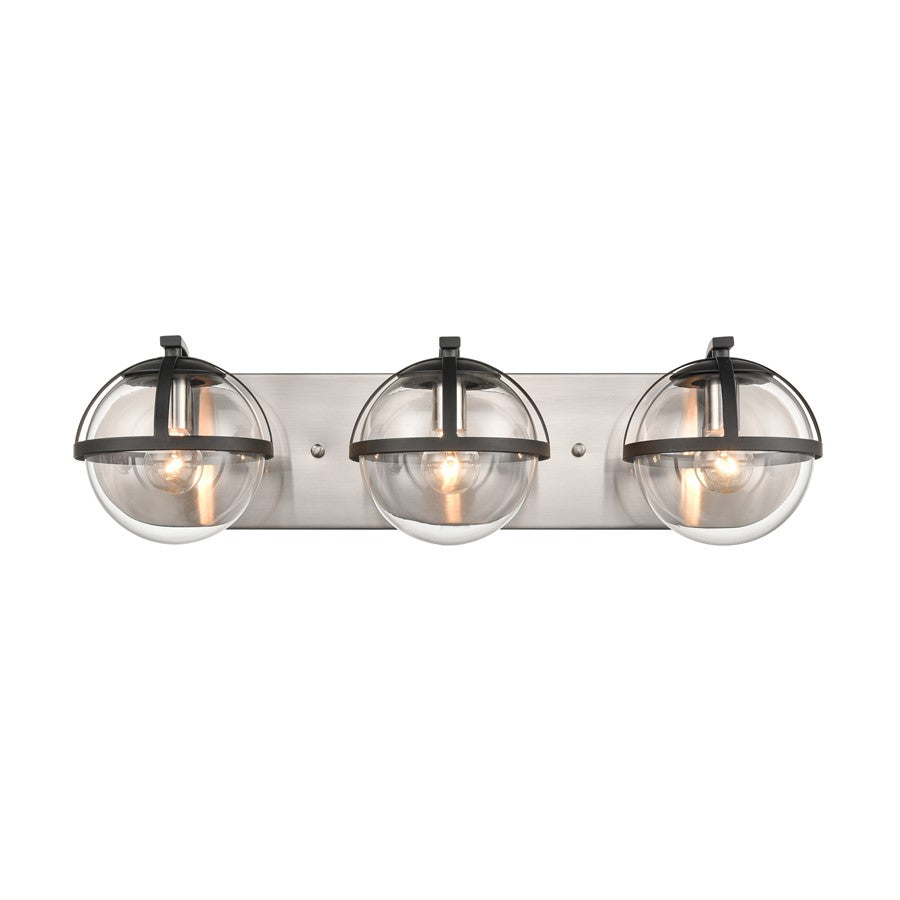 Atlas Lighting Davenay 23in 3-Light Vanity Light | Transitional Satin Nickel and Clear Glass | Bathroom Vanity | 23 x 7.5 x 6 in | Model WL11275-NK