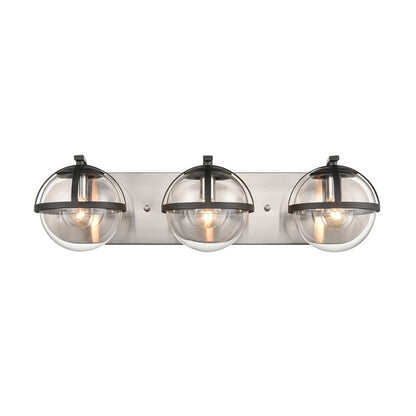 Atlas Lighting Davenay 23in 3-Light Vanity Light | Transitional Satin Nickel and Clear Glass | Bathroom Vanity | 23 x 7.5 x 6 in | Model WL11275-NK