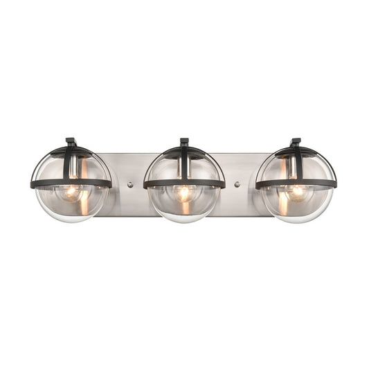 Atlas Lighting Davenay 23in 3-Light Vanity Light | Transitional Satin Nickel and Clear Glass | Bathroom Vanity | 23 x 7.5 x 6 in | Model WL11275-NK