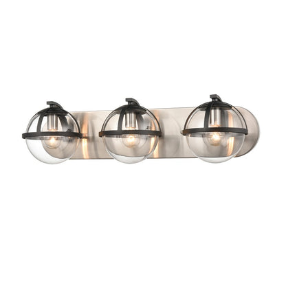 Atlas Lighting Davenay 23in 3-Light Vanity Light | Transitional Satin Nickel and Clear Glass | Bathroom Vanity | 23 x 7.5 x 6 in | Model WL11275-NK