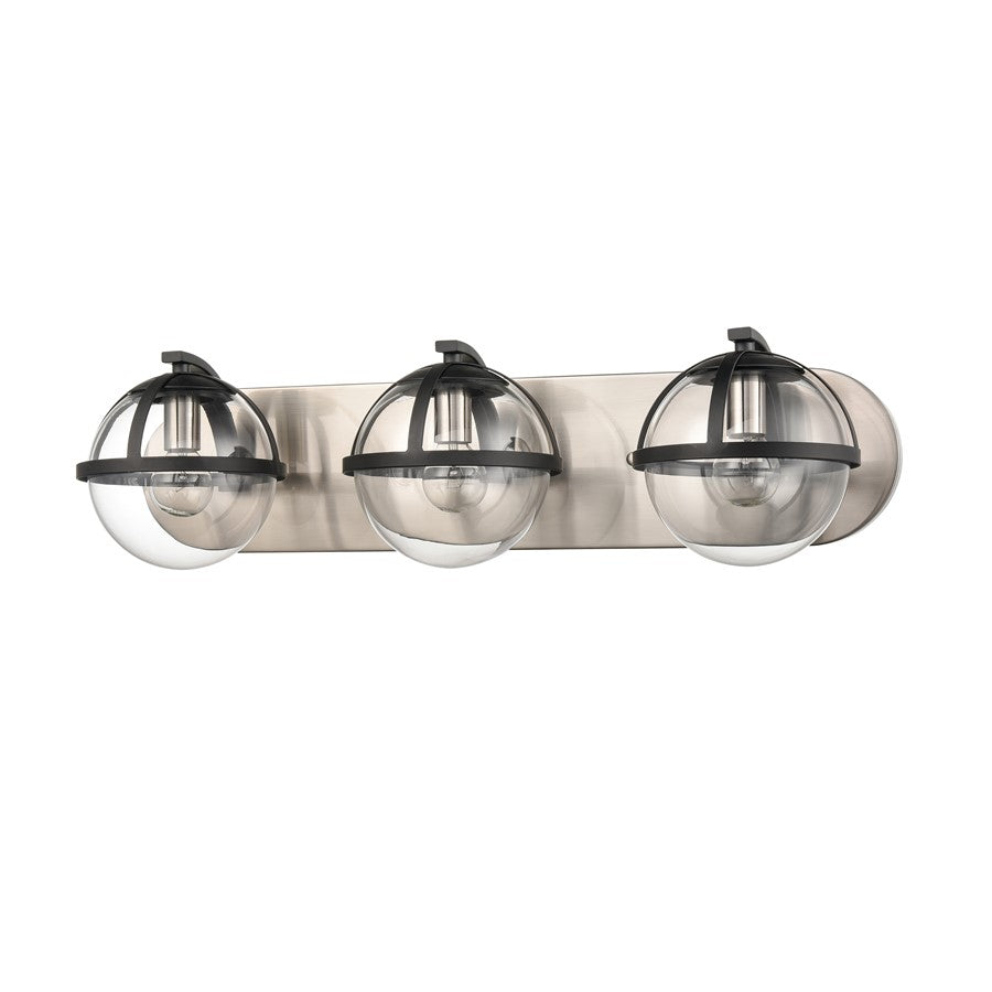 Atlas Lighting Davenay 23in 3-Light Vanity Light | Transitional Satin Nickel and Clear Glass | Bathroom Vanity | 23 x 7.5 x 6 in | Model WL11275-NK