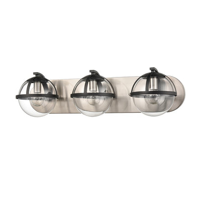 Atlas Lighting Davenay 23in 3-Light Vanity Light | Transitional Satin Nickel and Clear Glass | Bathroom Vanity | 23 x 7.5 x 6 in | Model WL11275-NK