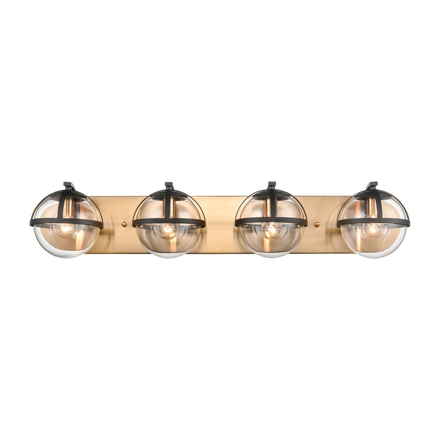 Atlas Lighting Davenay 31in 4-Light Vanity Light | Transitional Satin Brass and Clear Glass | Bathroom Vanity | 31 x 7.5 x 6 in | Model WL11276-BS