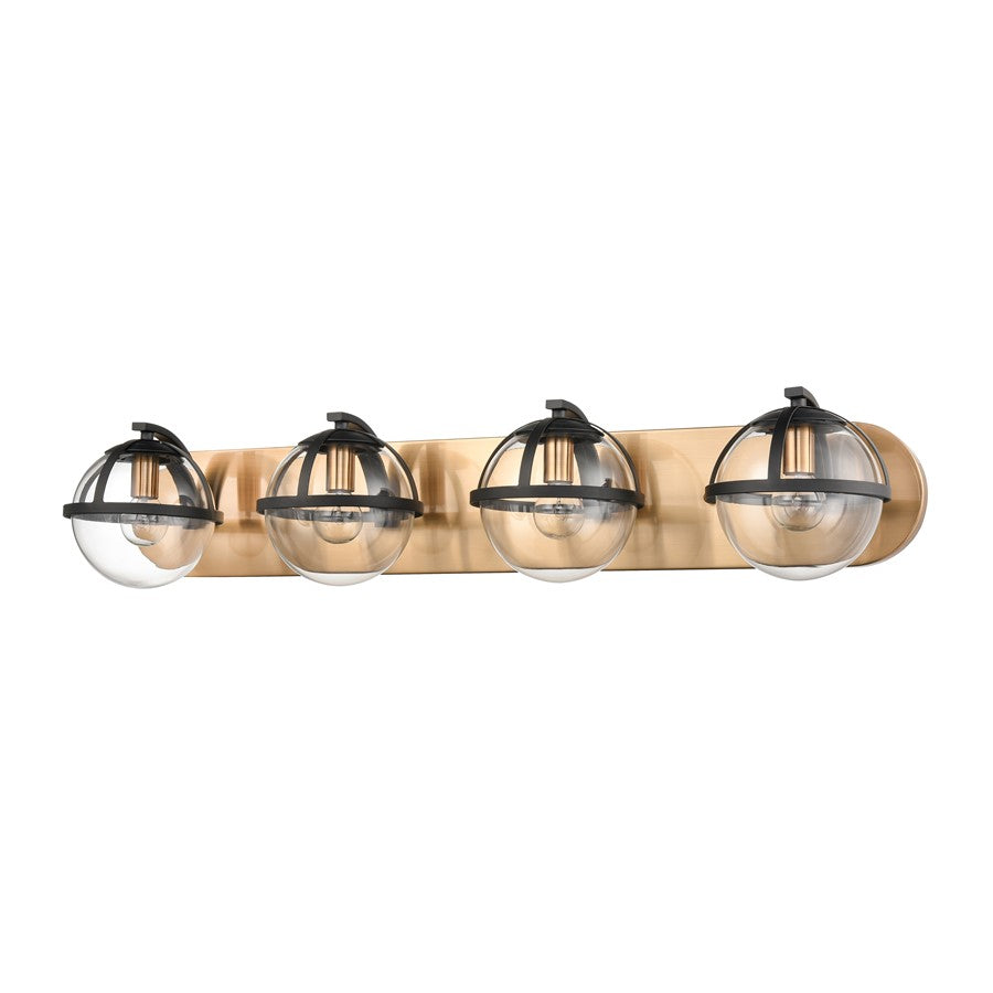 Atlas Lighting Davenay 31in 4-Light Vanity Light | Transitional Satin Brass and Clear Glass | Bathroom Vanity | 31 x 7.5 x 6 in | Model WL11276-BS